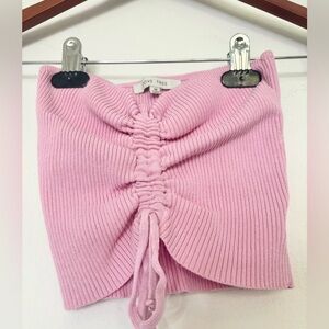 LOVE TREE BARBIE PINK STRAPLESS SCRUNCH CROP TOP SZ MEDIUM